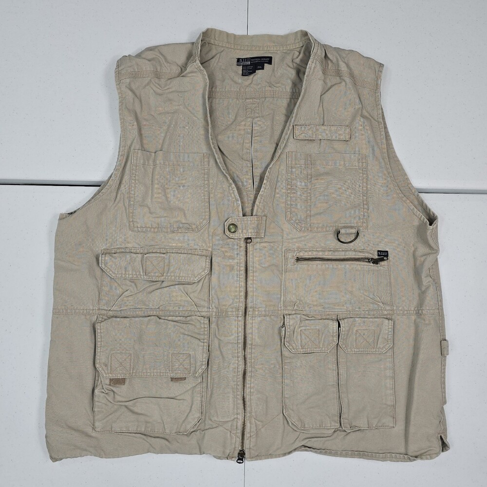 5.11 Tactical Fast Tac Vest Mens 2XL/XXL 80001 Hunting Cargo Utility Beige